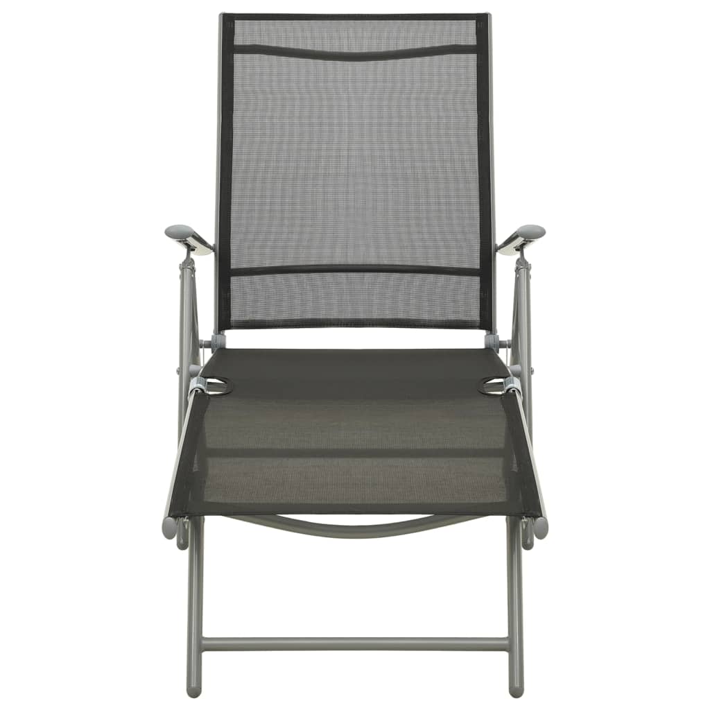 vidaXL Sonnenliege Klappbar Textilene und Aluminium Schwarz & Silbern