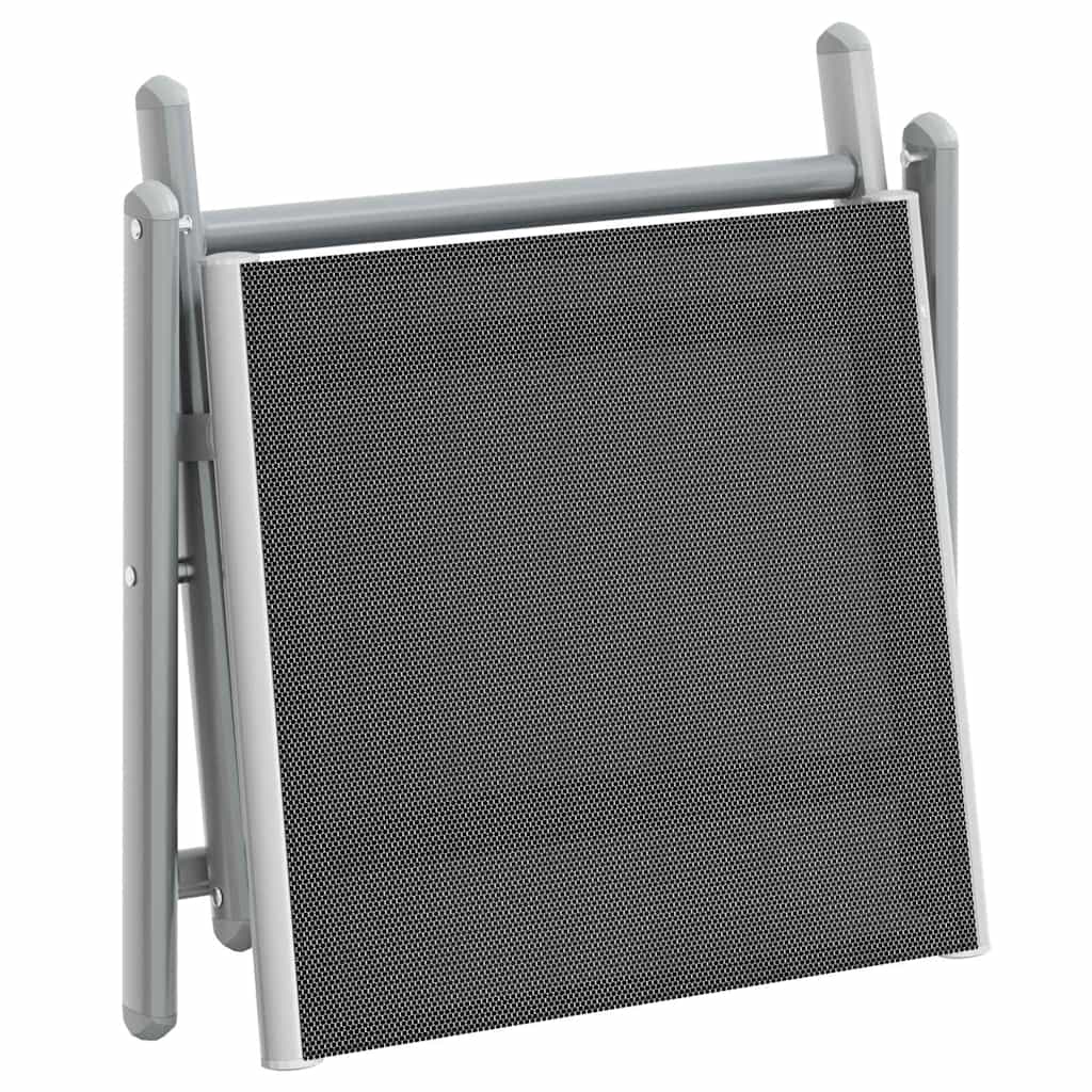 vidaXL Klappbare Fußstütze Schwarz und Silbern Textilene und Aluminium