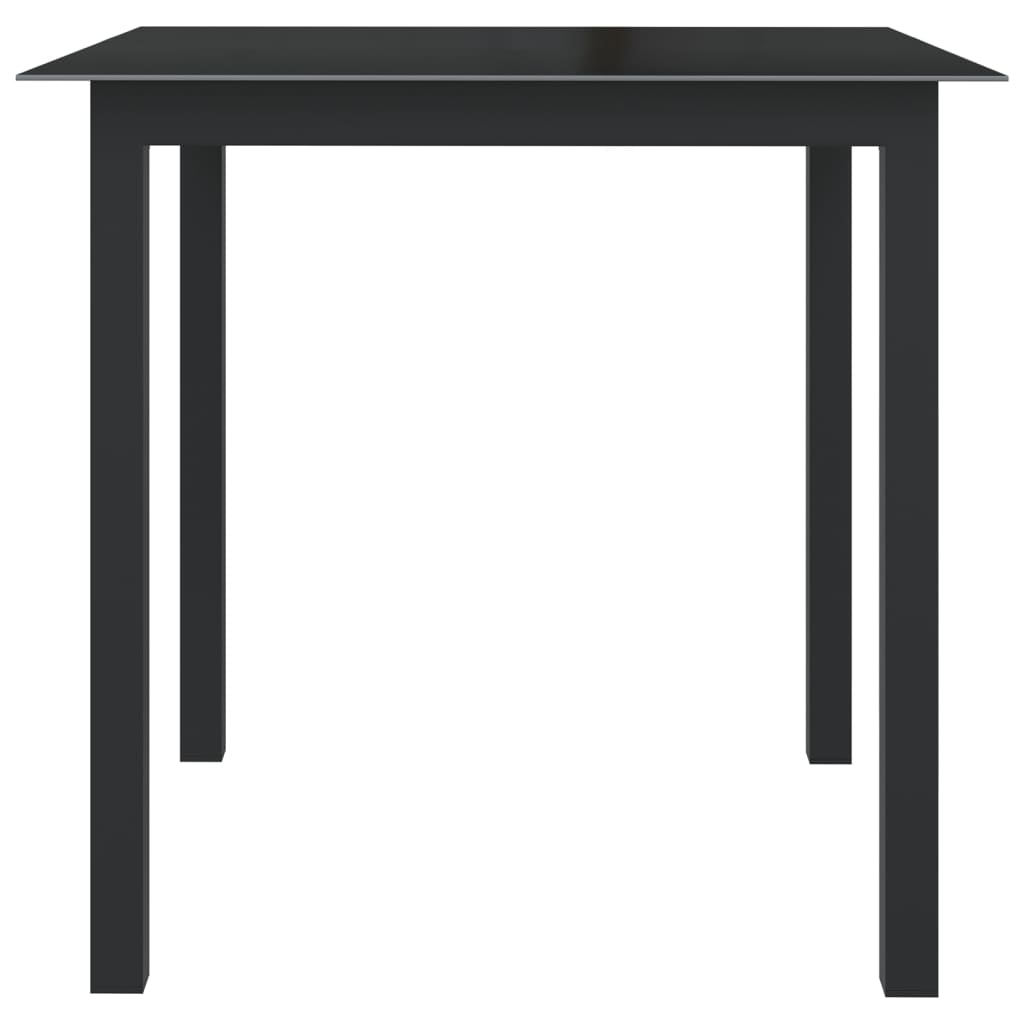 vidaXL Gartentisch Schwarz 80x80x74 cm Aluminium und Glas