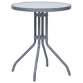 vidaXL Gartentisch Hellgrau 60 cm Stahl und Glas