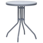 vidaXL Gartentisch Hellgrau 60 cm Stahl und Glas