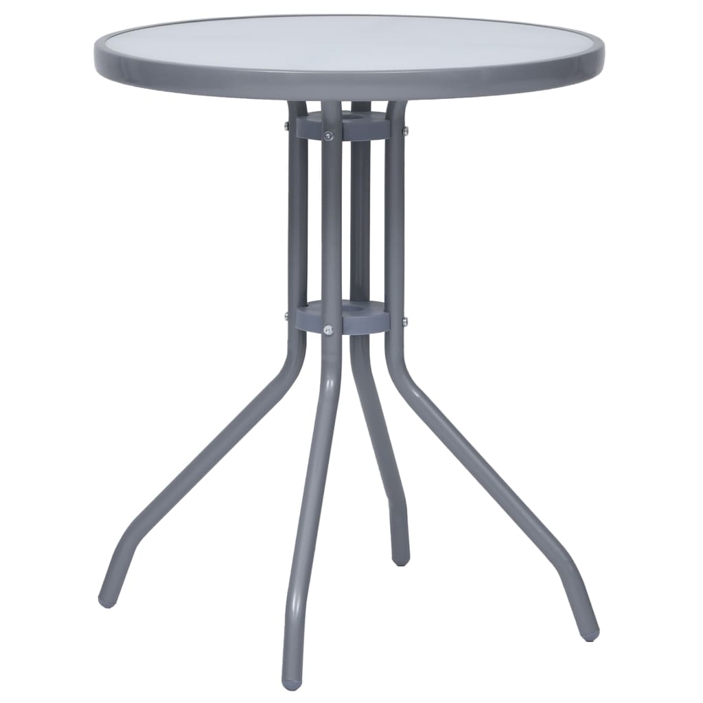 vidaXL Gartentisch Hellgrau 60 cm Stahl und Glas