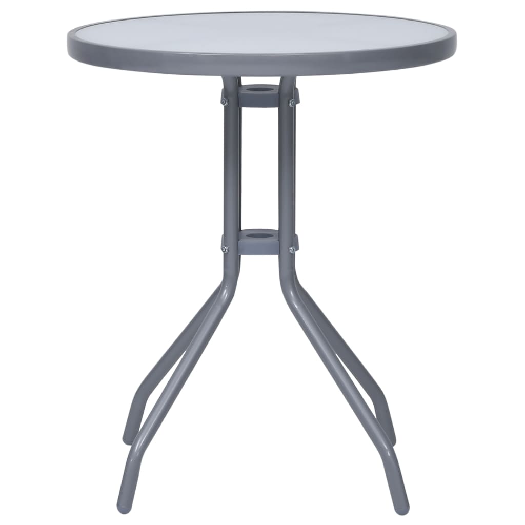 vidaXL Gartentisch Hellgrau 60 cm Stahl und Glas