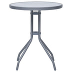 vidaXL Gartentisch Hellgrau 60 cm Stahl und Glas