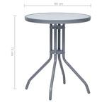 vidaXL Gartentisch Hellgrau 60 cm Stahl und Glas
