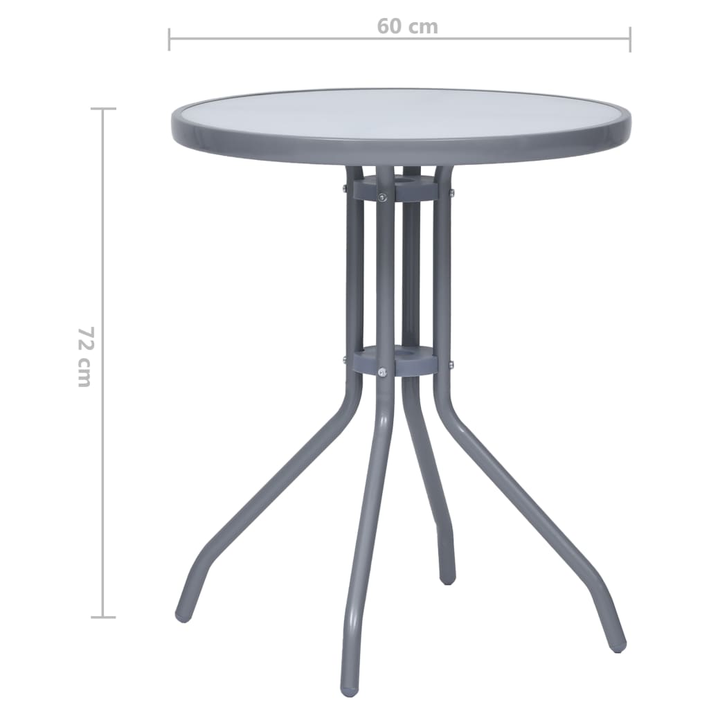 vidaXL Gartentisch Hellgrau 60 cm Stahl und Glas