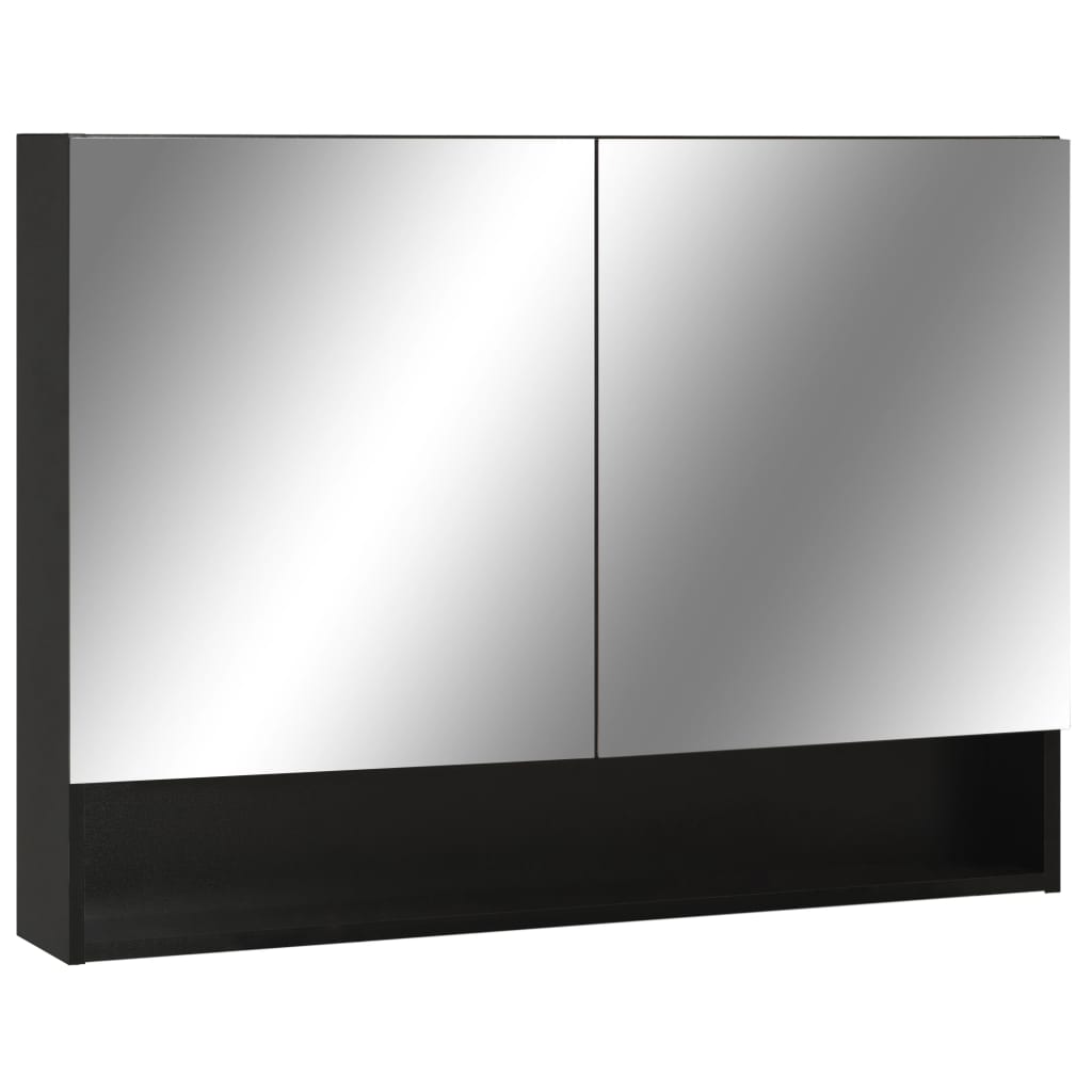 vidaXL LED-Spiegelschrank fürs Bad Schwarz 80x15x60 cm MDF