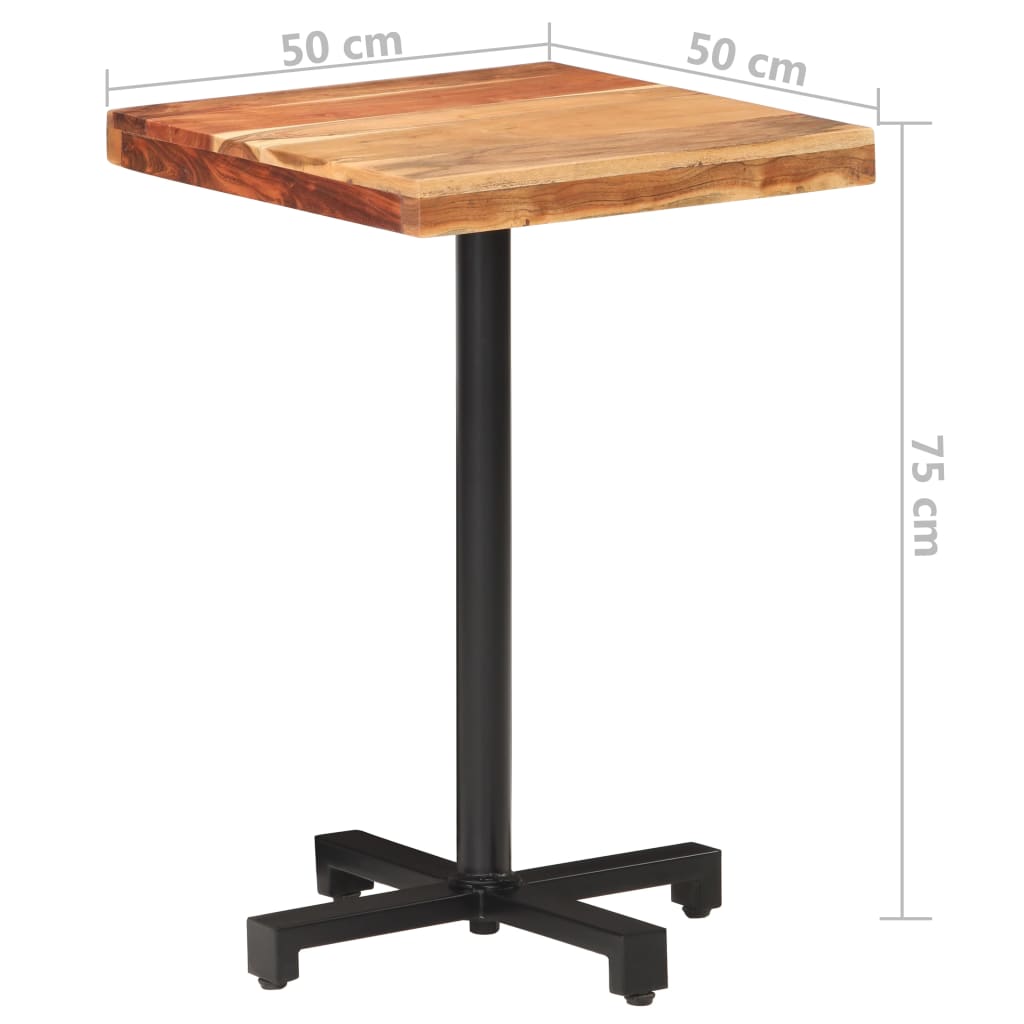 vidaXL Bistrotisch Quadratisch 50x50x75 cm Akazie Massivholz