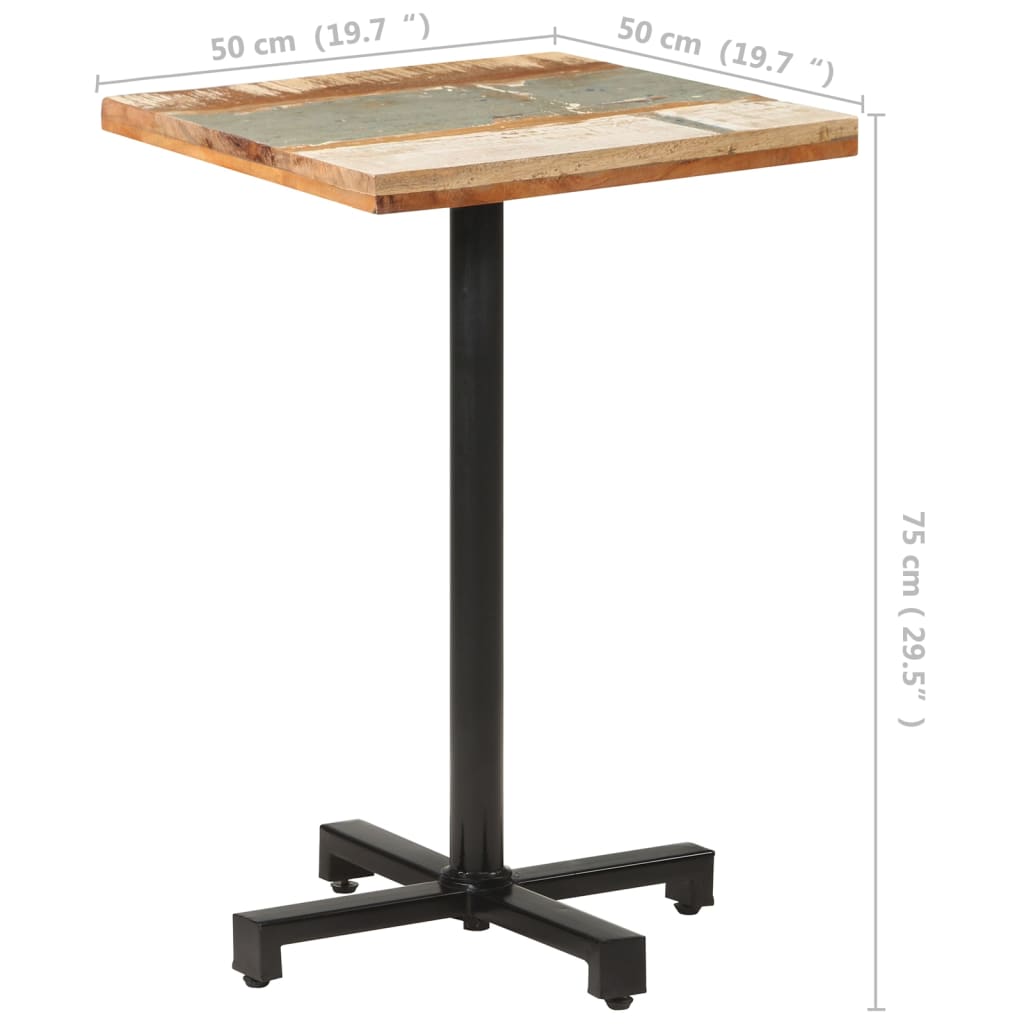 vidaXL Bistrotisch Quadratisch 50x50x75 cm Altholz Massiv