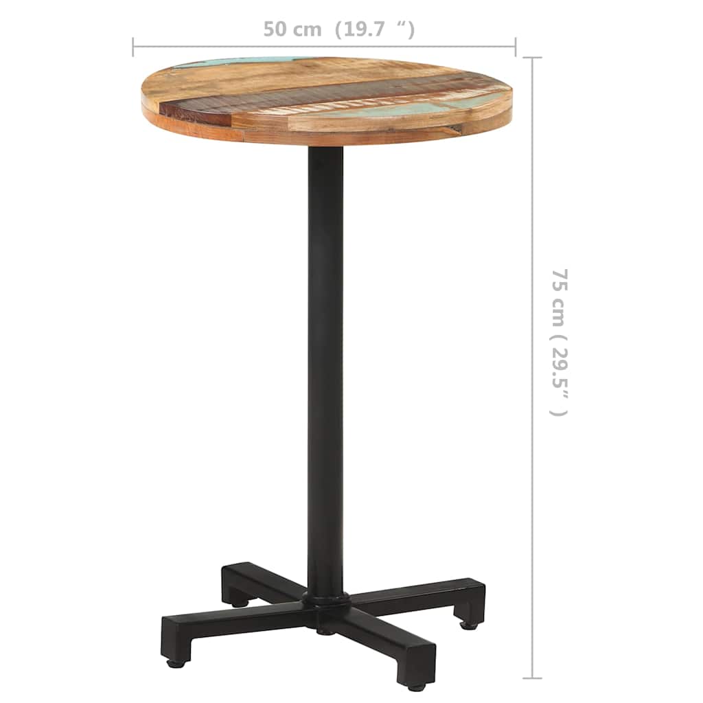 vidaXL Bistrotisch Rund Ø50x75 cm Altholz Massiv