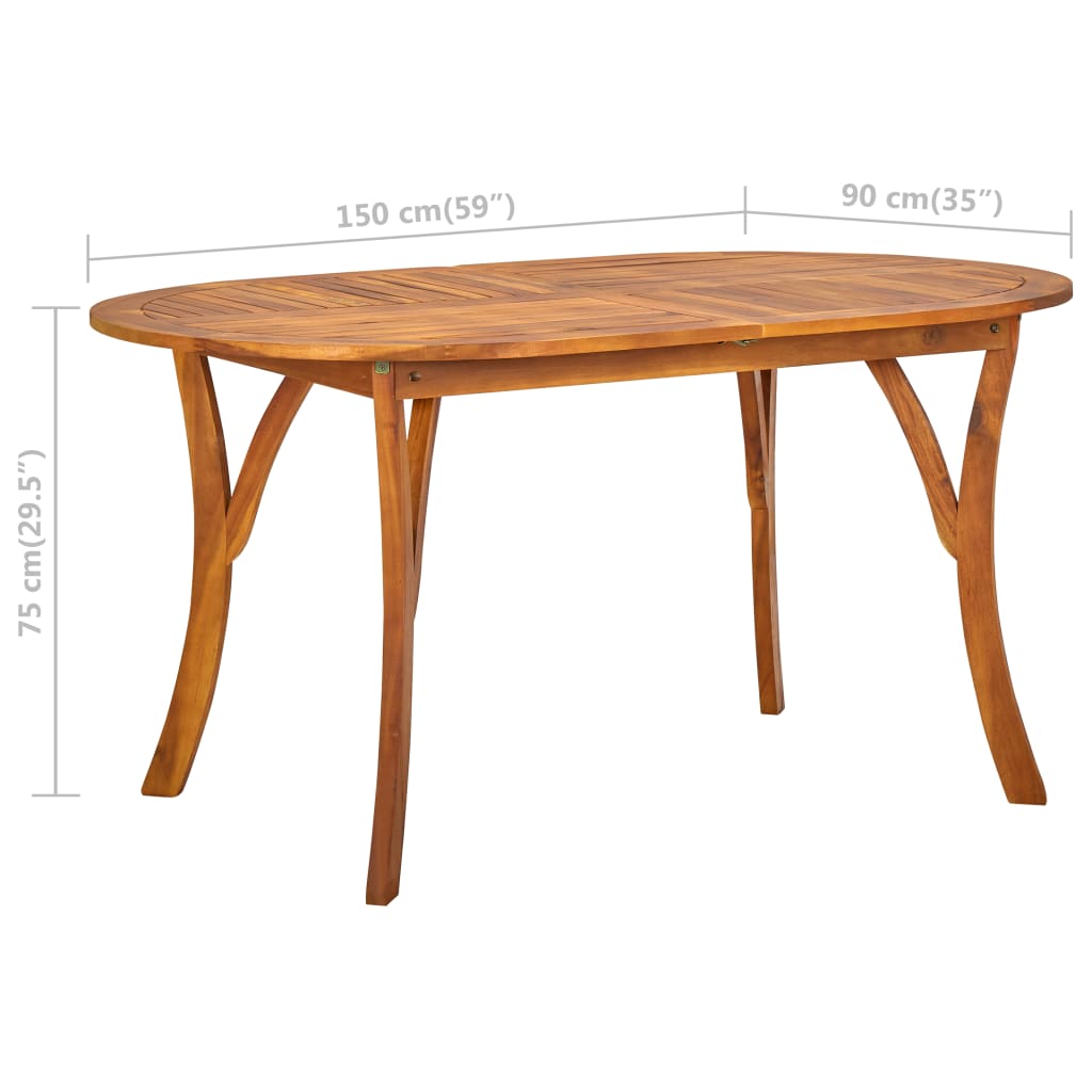 vidaXL Gartentisch 150x90x75 cm Akazie Massivholz