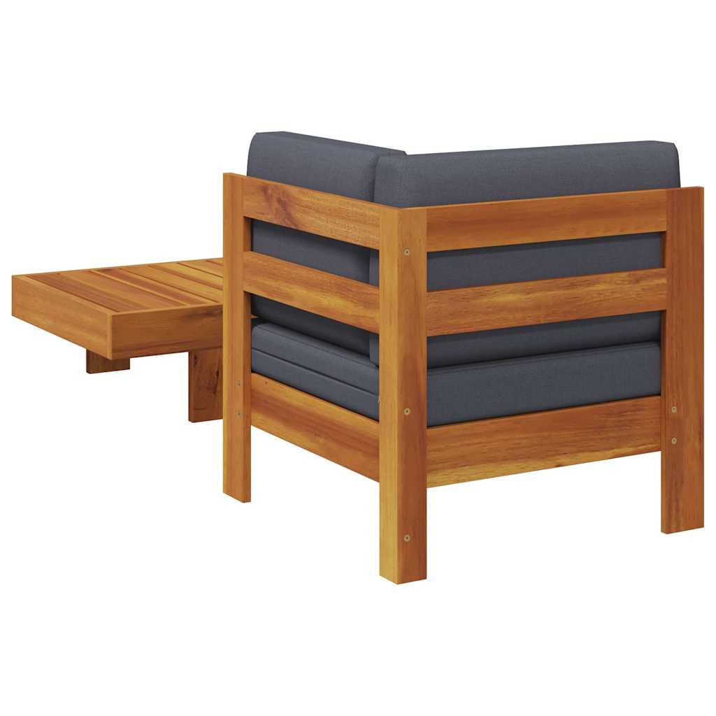 vidaXL 2-tlg. Garten-Lounge-Set mit Dunkelgrauen Kissen Akazienholz