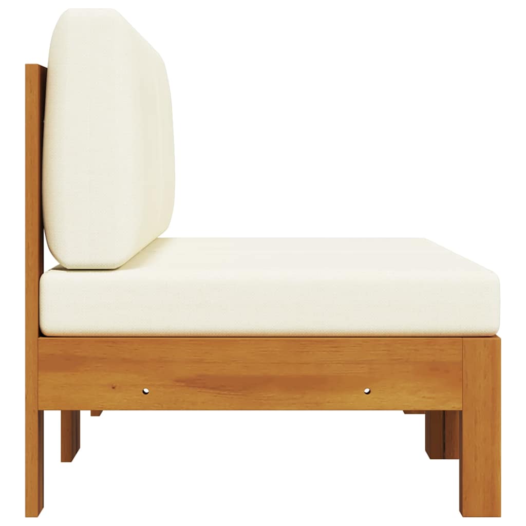 vidaXL Mittelsofas 2 Stk. mit Cremeweißen Kissen Massivholz Akazie