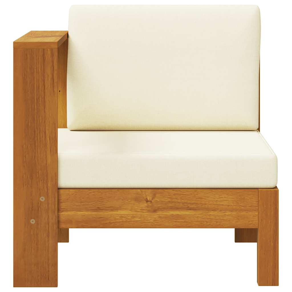 vidaXL Mittelsofa mit 1 Armlehne Cremeweiß Massivholz Akazie