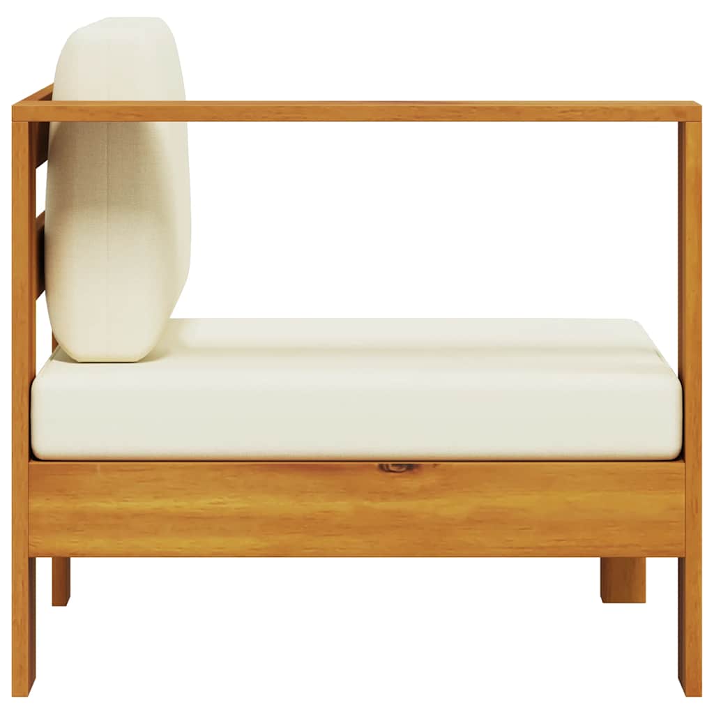 vidaXL Mittelsofa mit 1 Armlehne Cremeweiß Massivholz Akazie