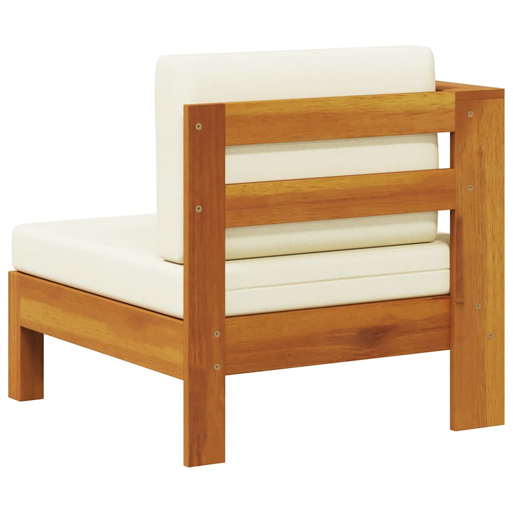 vidaXL Mittelsofa mit 1 Armlehne Cremeweiß Massivholz Akazie