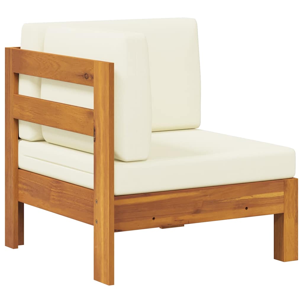 vidaXL Ecksofa mit Cremeweißen Kissen Massivholz Akazie