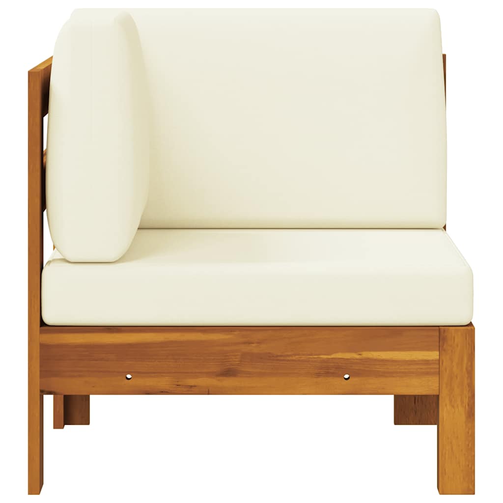 vidaXL Ecksofa mit Cremeweißen Kissen Massivholz Akazie