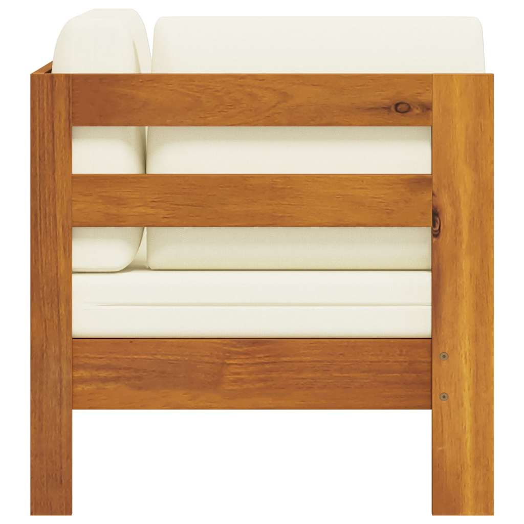vidaXL Ecksofa mit Cremeweißen Kissen Massivholz Akazie