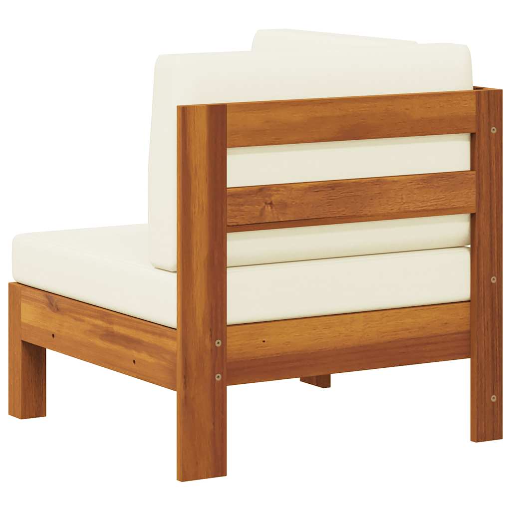 vidaXL Ecksofa mit Cremeweißen Kissen Massivholz Akazie