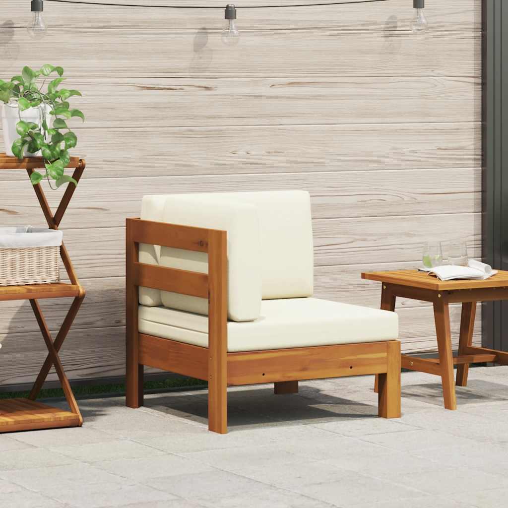 vidaXL Ecksofa mit Cremeweißen Kissen Massivholz Akazie