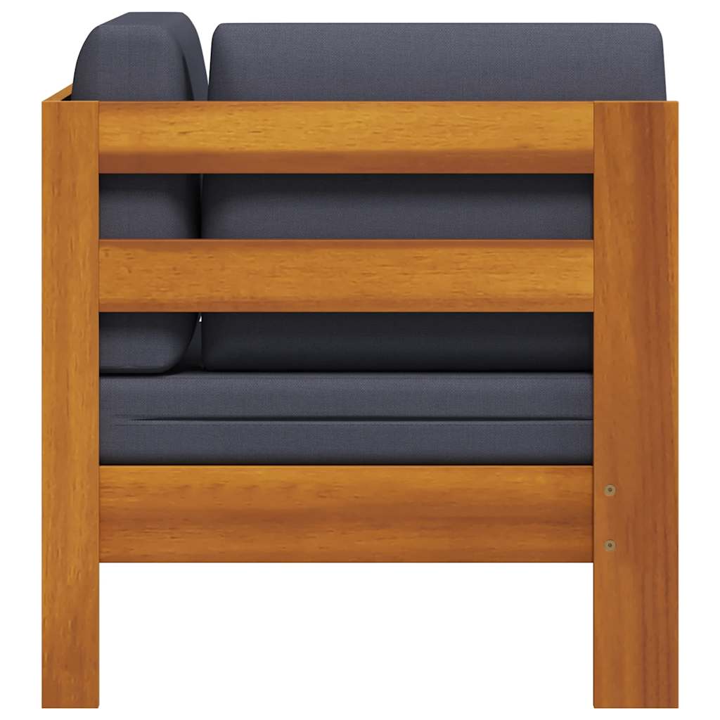 vidaXL Ecksofa mit Dunkelgrauen Kissen Massivholz Akazie
