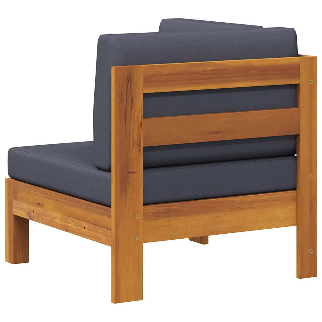 vidaXL Ecksofa mit Dunkelgrauen Kissen Massivholz Akazie
