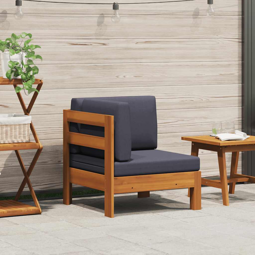 vidaXL Ecksofa mit Dunkelgrauen Kissen Massivholz Akazie