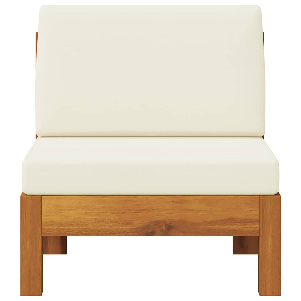 vidaXL Mittelsofa mit Cremeweißen Kissen Massivholz Akazie