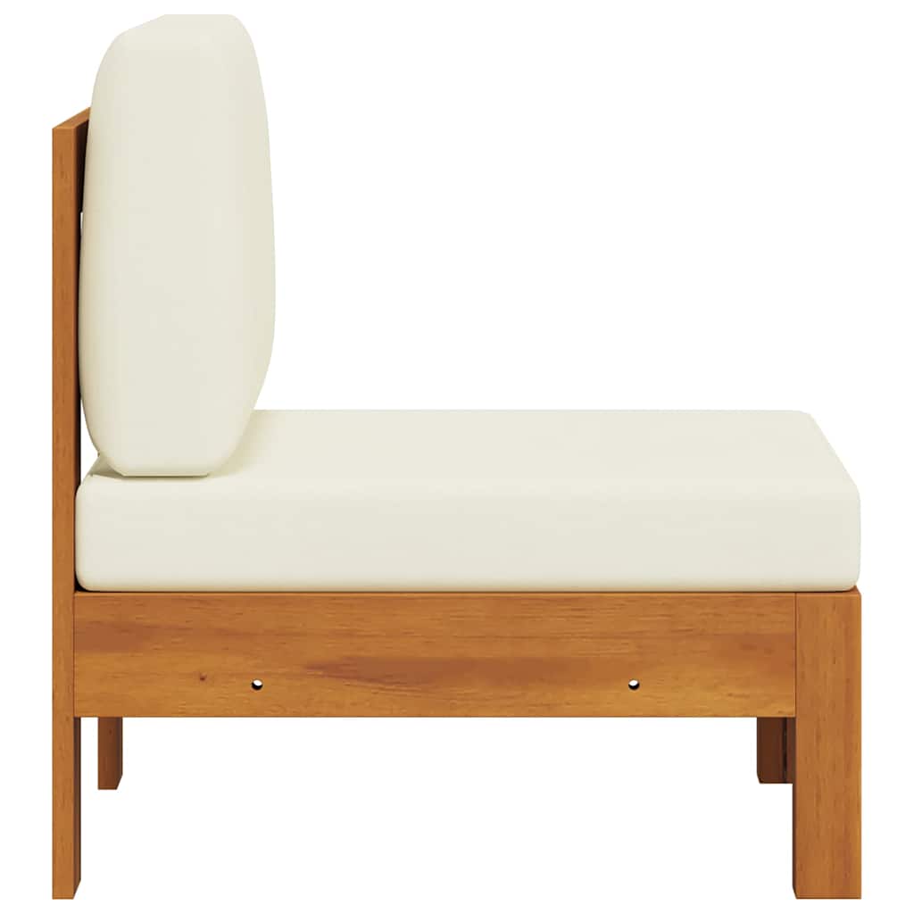 vidaXL Mittelsofa mit Cremeweißen Kissen Massivholz Akazie