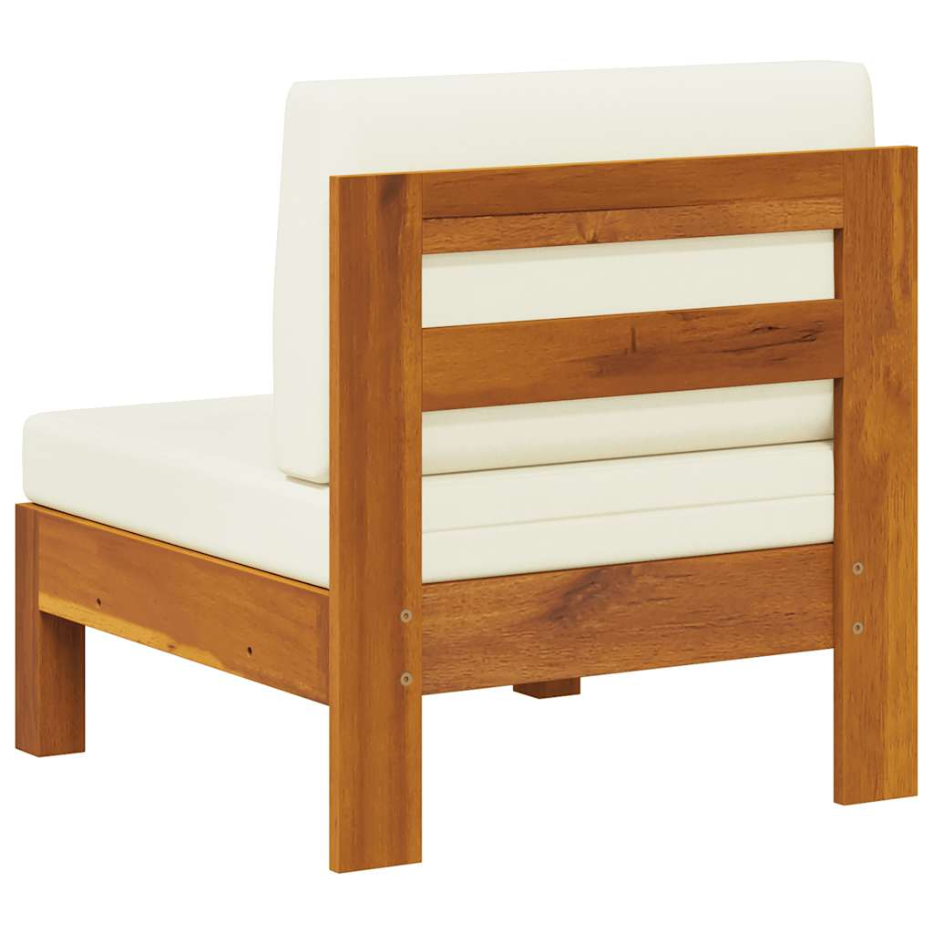 vidaXL Mittelsofa mit Cremeweißen Kissen Massivholz Akazie