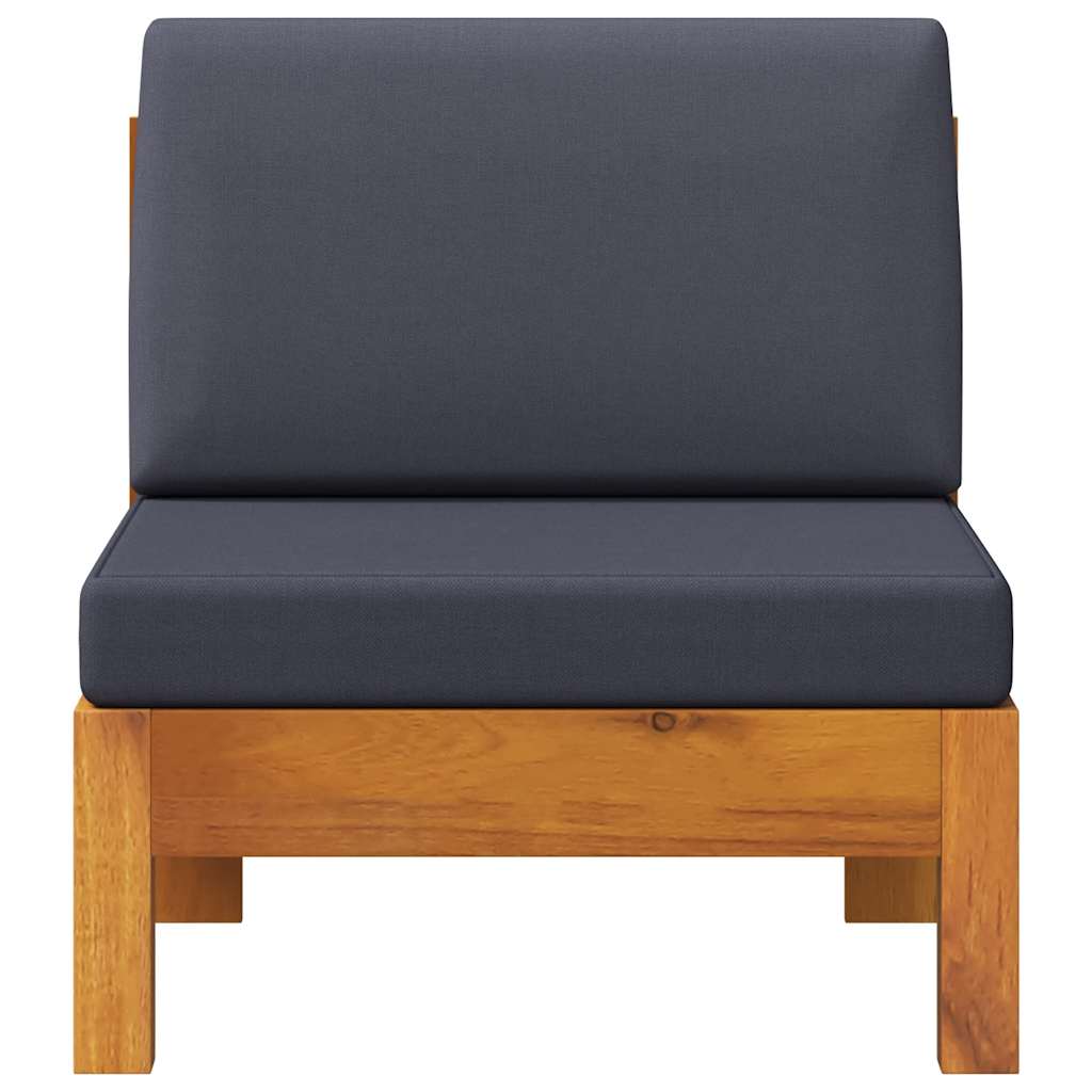 vidaXL Mittelsofa mit Dunkelgrauen Kissen Massivholz Akazie