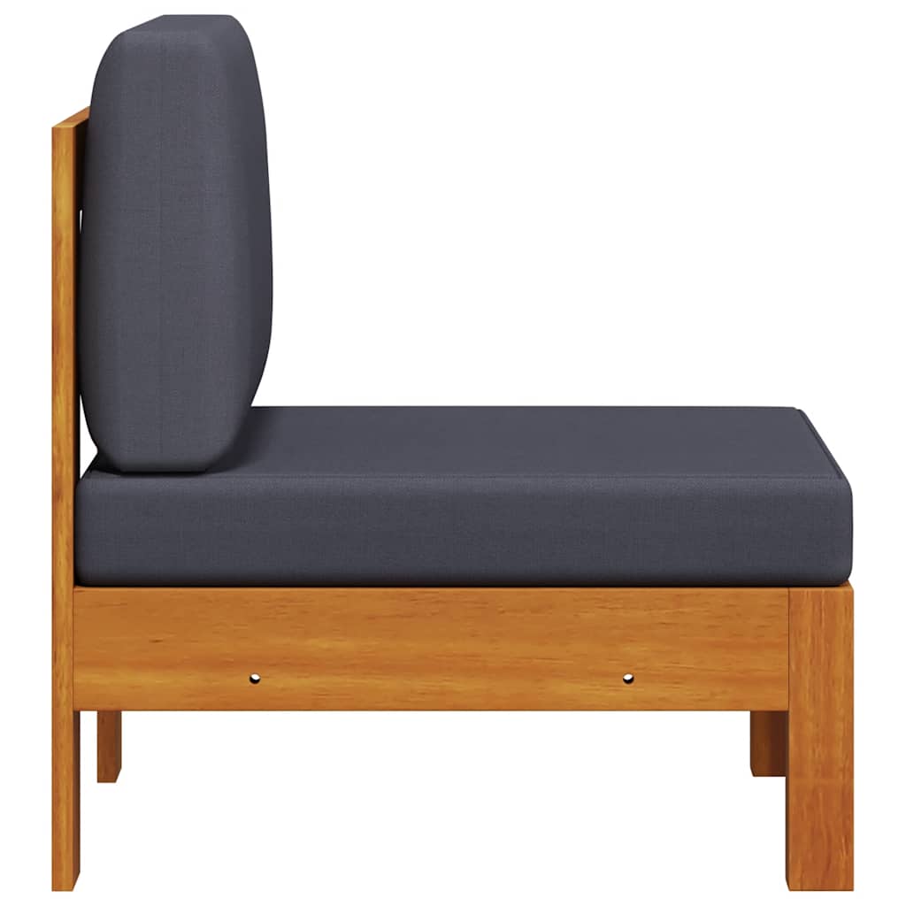 vidaXL Mittelsofa mit Dunkelgrauen Kissen Massivholz Akazie