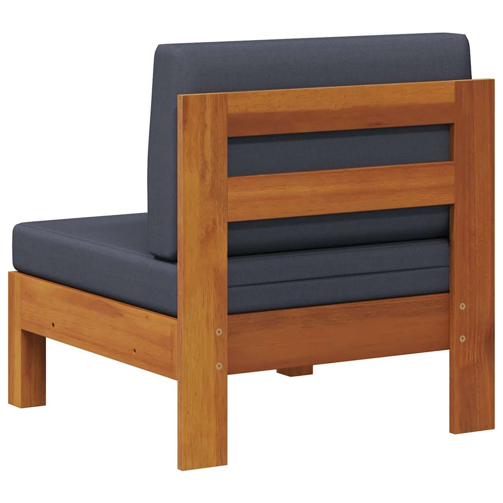 vidaXL Mittelsofa mit Dunkelgrauen Kissen Massivholz Akazie