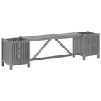 vidaXL Gartenbank mit 2 Pflanzkübeln 150 cm Massivholz Akazie Grau