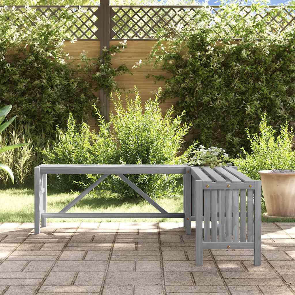 vidaXL Garten-Eckbank mit Pflanzkübel 117 cm Massivholz Akazie Grau