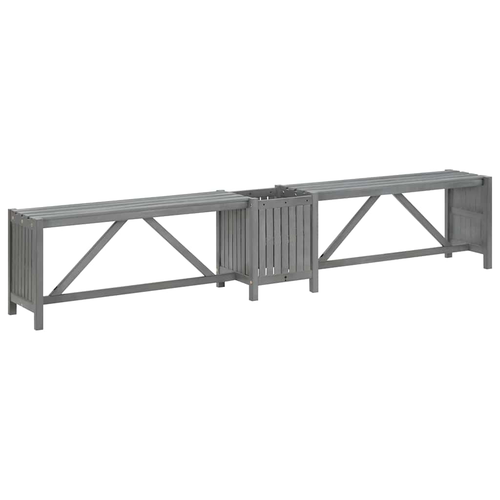 vidaXL Garten-Eckbank mit Pflanzkübel 117 cm Massivholz Akazie Grau
