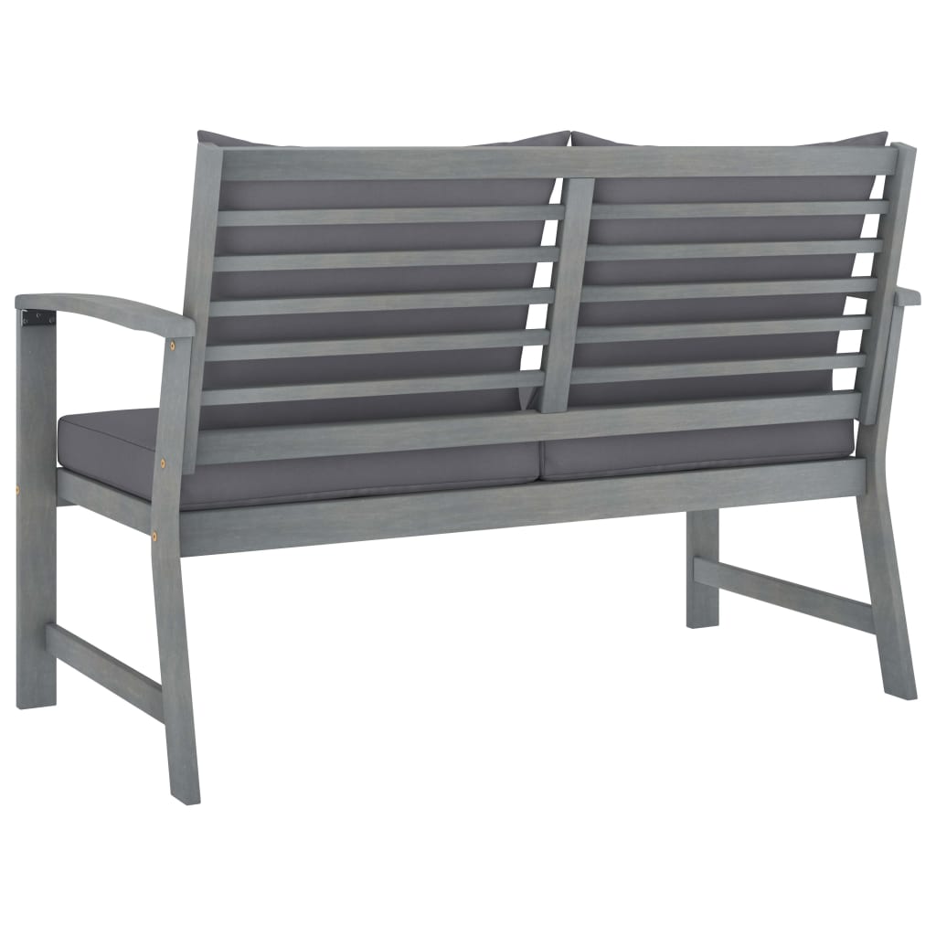 vidaXL Gartenbank 120 cm mit Dunkelgrauen Kissen Massivholz Akazie