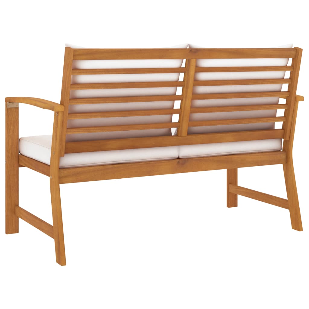 vidaXL Gartenbank 120 cm mit Cremeweißen Kissen Massivholz Akazie