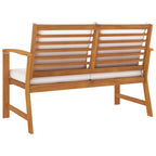 vidaXL Gartenbank 120 cm mit Cremeweißen Kissen Massivholz Akazie
