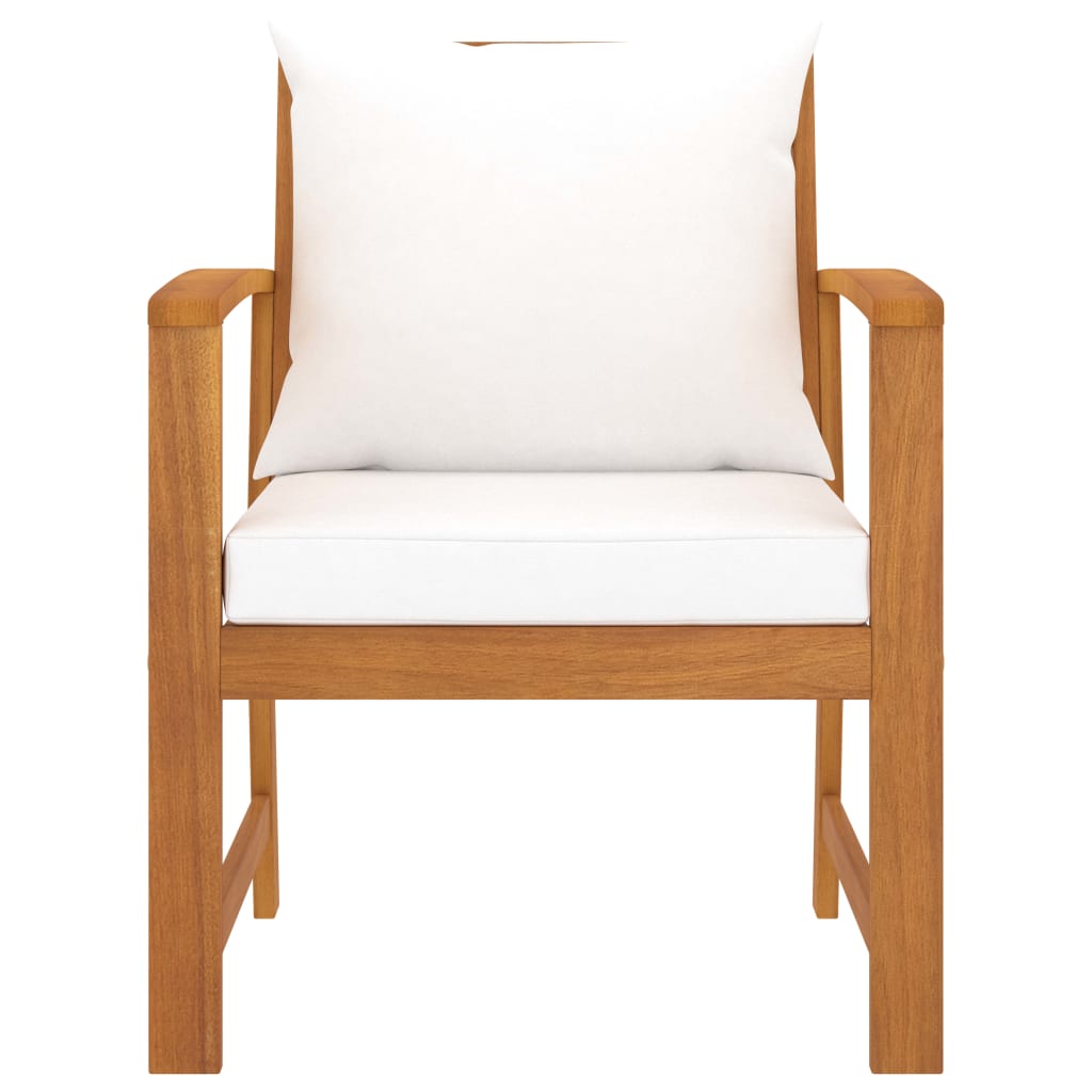 vidaXL Gartenstühle 2 Stk. mit Creme-Kissen Akazie Massivholz