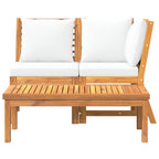 vidaXL 3-tlg. Garten-Lounge-Set mit Creme Kissen Akazie Massivholz
