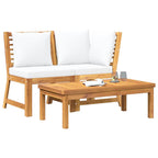 vidaXL 3-tlg. Garten-Lounge-Set mit Creme Kissen Akazie Massivholz