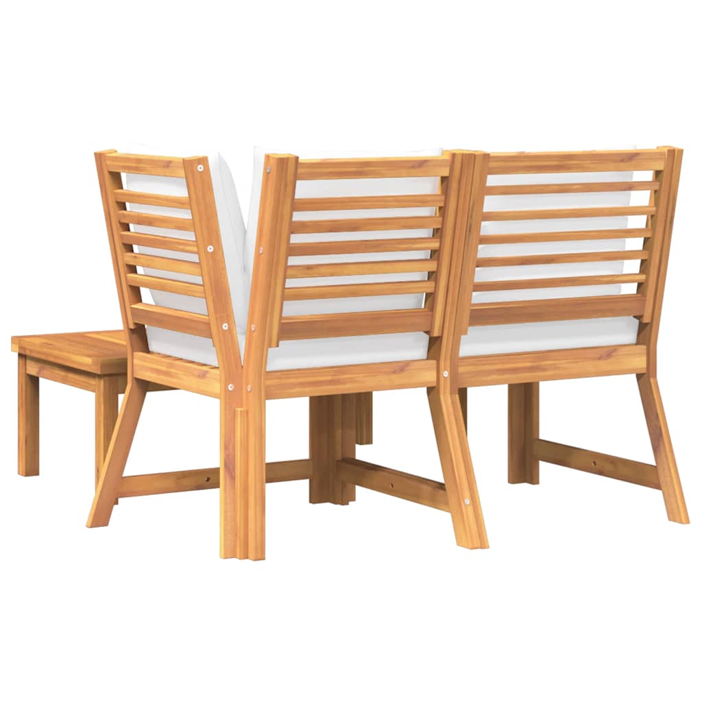 vidaXL 3-tlg. Garten-Lounge-Set mit Creme Kissen Akazie Massivholz