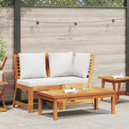 vidaXL 3-tlg. Garten-Lounge-Set mit Creme Kissen Akazie Massivholz