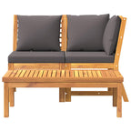 vidaXL 3-tlg. Garten-Lounge-Set mit Dunkelgrauem Kissen Akazienholz