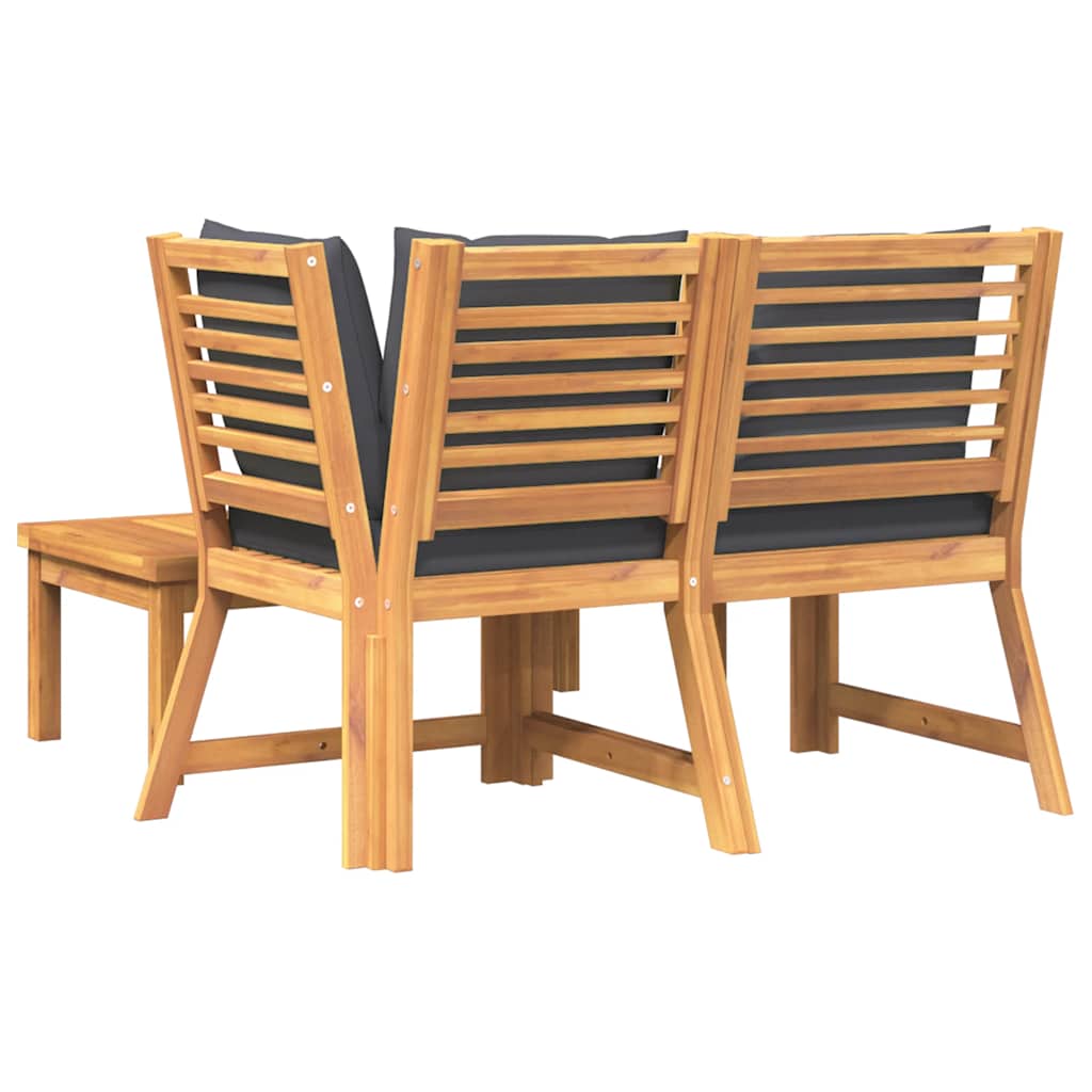 vidaXL 3-tlg. Garten-Lounge-Set mit Dunkelgrauem Kissen Akazienholz