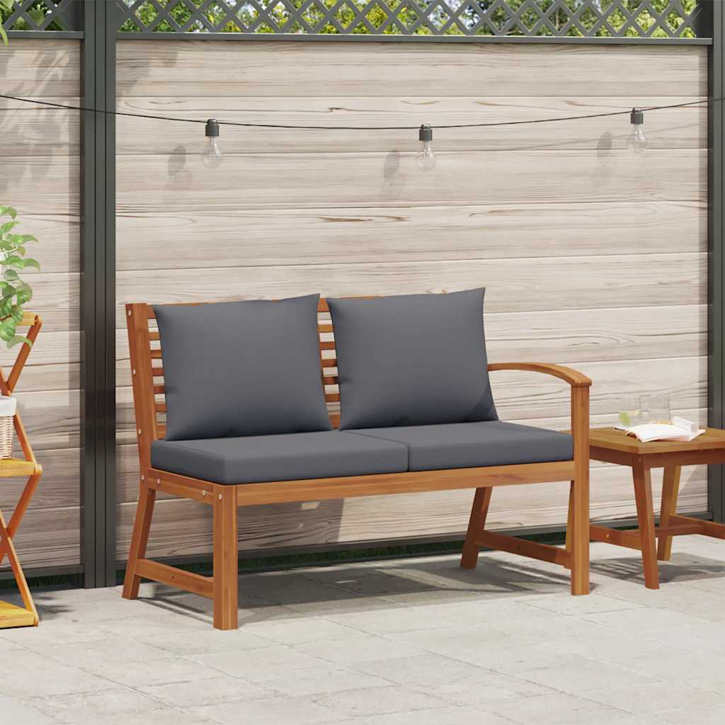 vidaXL Gartenbank 114,5 cm mit Dunkelgrauem Kissen Massivholz Akazie