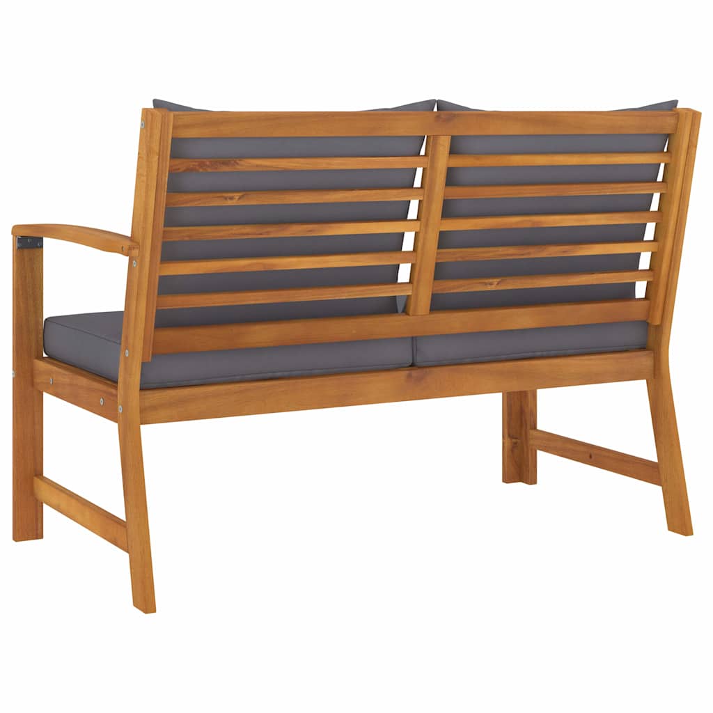 vidaXL Gartenbank 114,5 cm mit Dunkelgrauem Kissen Massivholz Akazie
