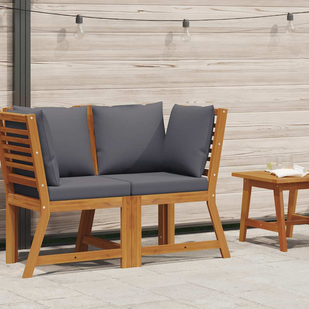 vidaXL Modular-Sofa-Eckteil mit Dunkelgrauen Kissen Massivholz Akazie